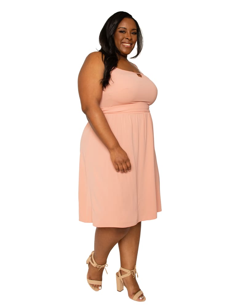 Plus Size Donna Double Georgette Midi Dress Peach